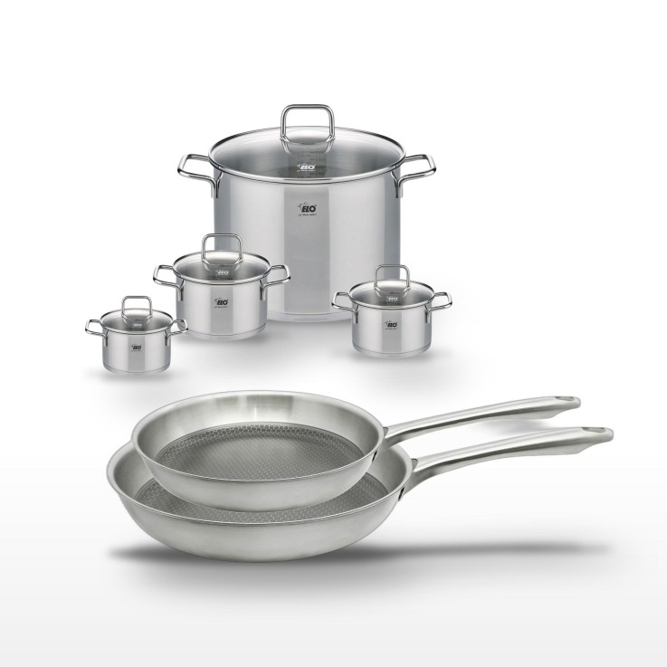 Batterie de cuisine Relief Passion en inox - 6 pièces - 24/28 cm - grise