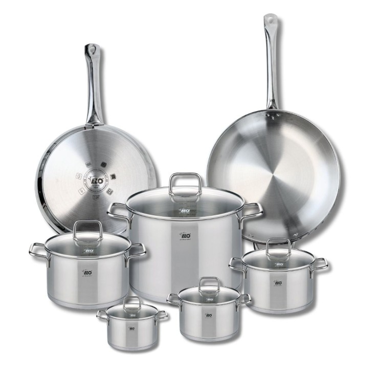 Batterie de cuisine Profi Citrin en inox - 2 poêles et 5 faitouts