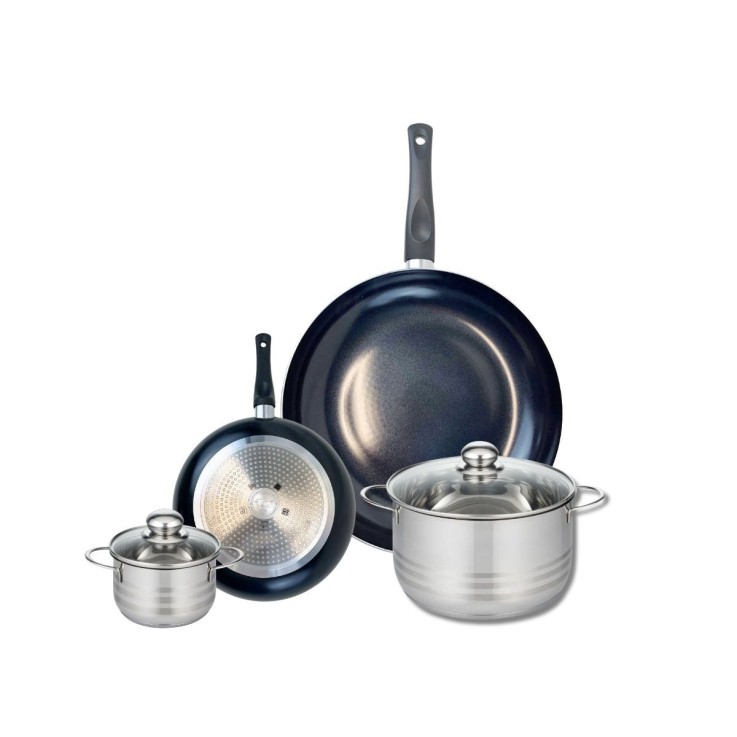 Ensemble de poêles et faitouts Prima Brillant en aluminium et inox