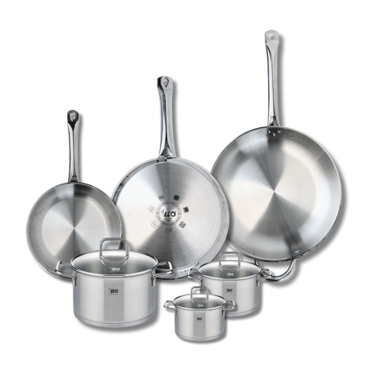 Batterie de cuisine Profi Citrin en inox - 3 poêles et 3 faitouts