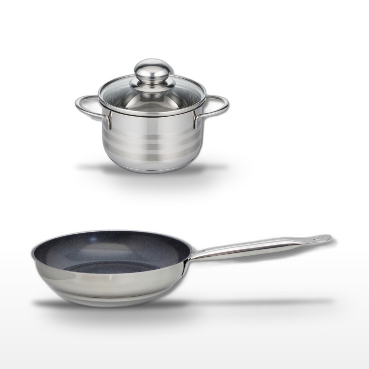 Lot poêle et faitout Profi Therm Platinum en inox - 24 cm - 16 cm
