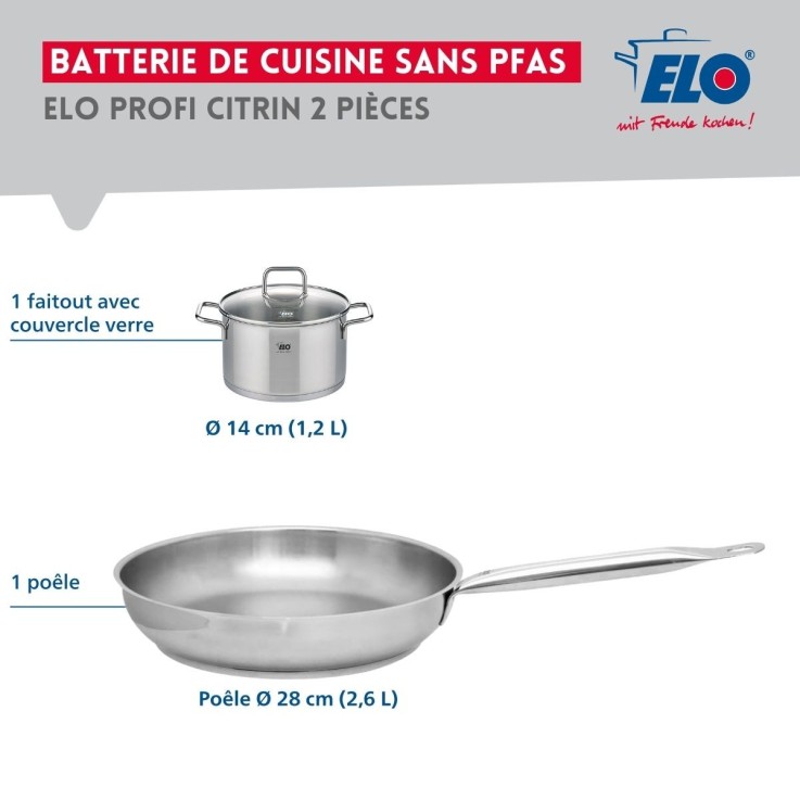 Batterie de cuisine Profi Citrin en inox - 28 cm - 14 cm - 1,2 L