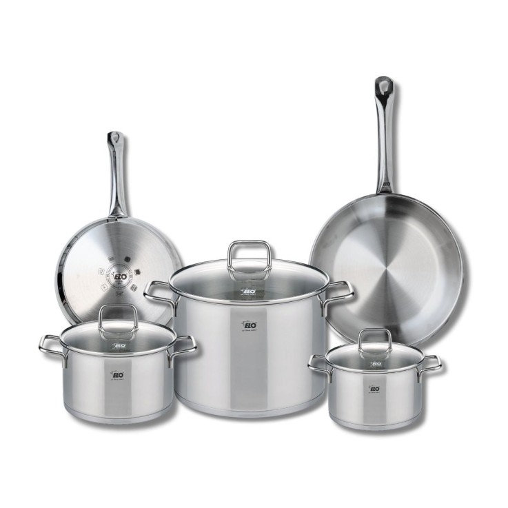 Batterie de cuisine Profi Citrin en inox - 2 poêles et 3 faitouts