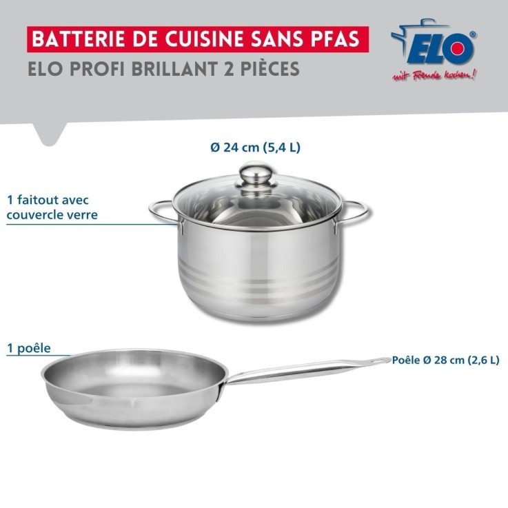 Batterie de cuisine Profi Brillant en inox - 28 cm et 24 cm
