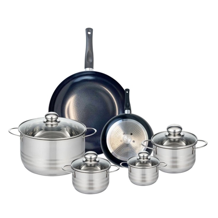 Batterie de cuisine Prima Brillant en aluminium et inox - 6 pièces