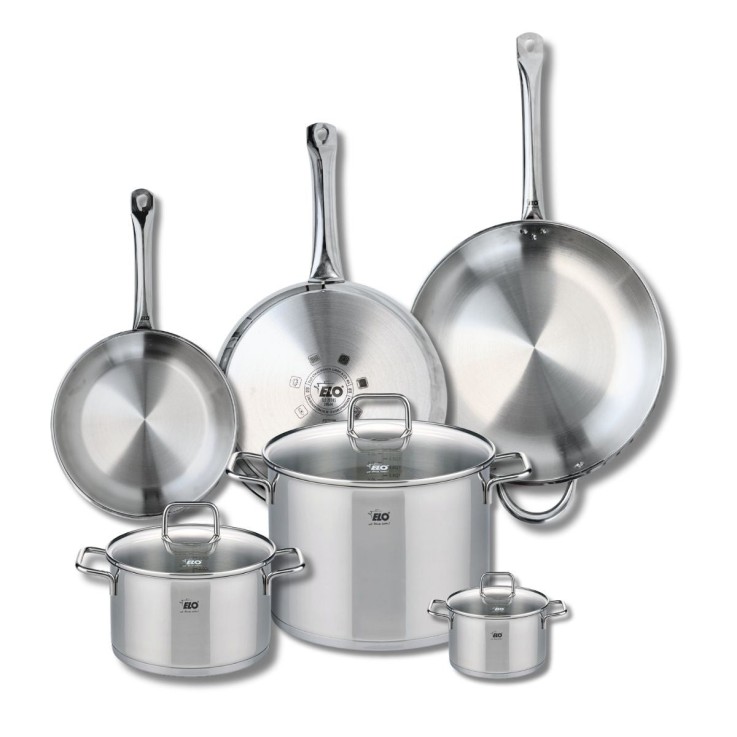 Batterie de cuisine Profi Citrin en inox - 3 poêles et 3 faitouts