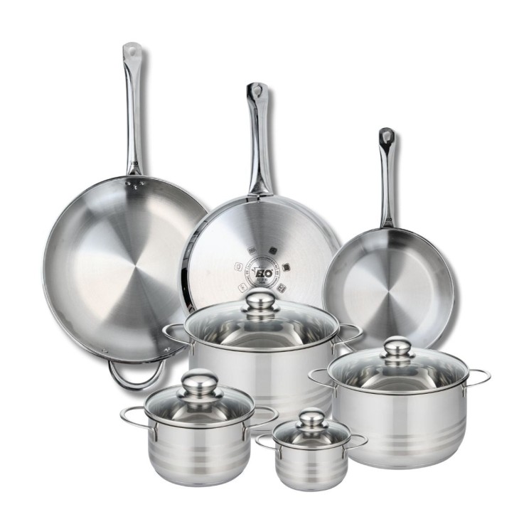 Batterie de cuisine Profi Brillant en inox - 3 poêles et 4 faitouts