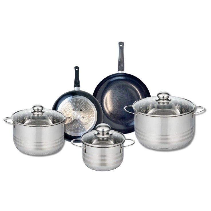 Batterie de cuisine Prima Brillant en aluminium et inox - 5 pièces - noire