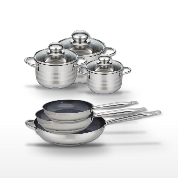 Batterie de cuisine Profi Therm Platinum et Brillant en inox - 6 pièces
