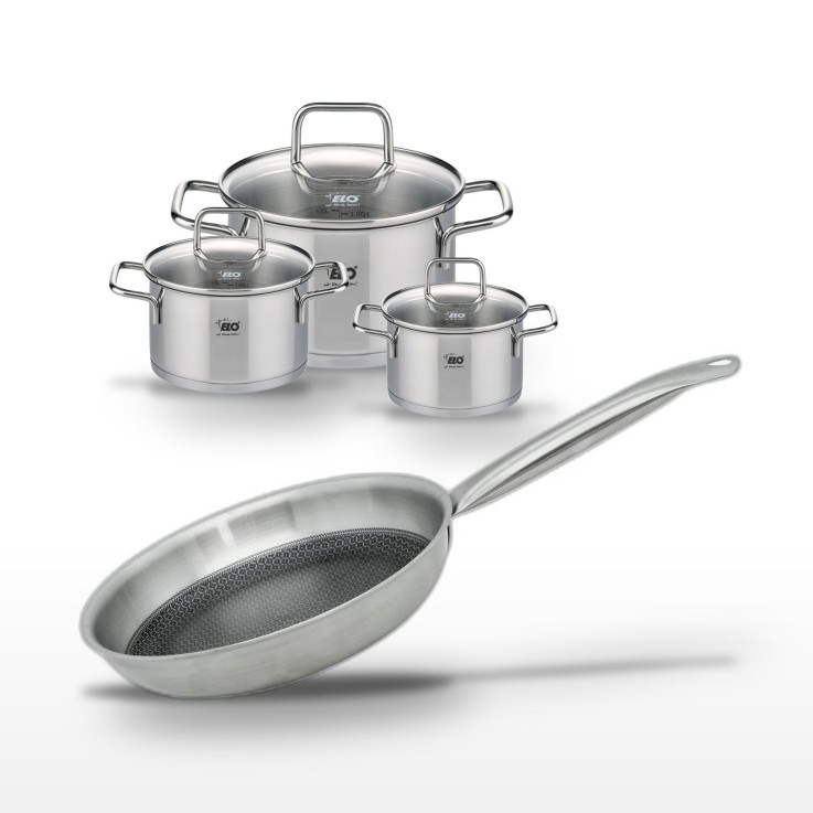Batterie de cuisine Citrin et Relief Solution en inox - 12/14/20/24 cm