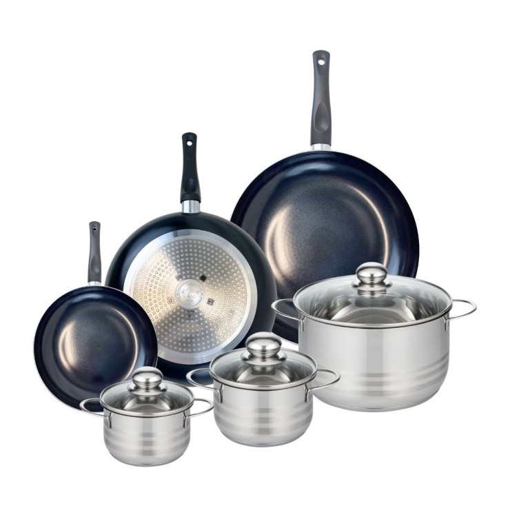 Batterie de cuisine Prima Brillant - 3 poêles 20/28/32 cm - 3 faitouts 14/16/24 cm