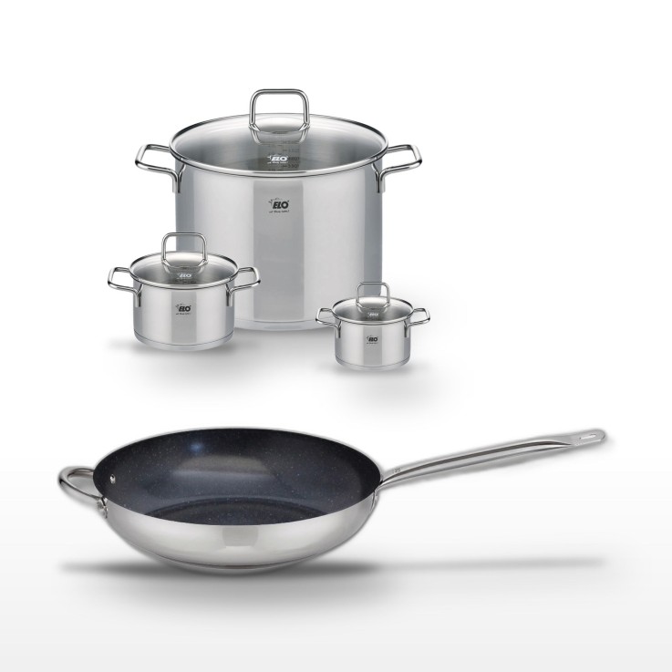 Lot poêle et 3 faitouts Profi Therm Platinum et Citrin en inox