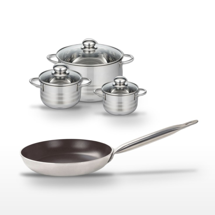 Batterie de cuisine Bistro Line en aluminium et inox - 4 pièces