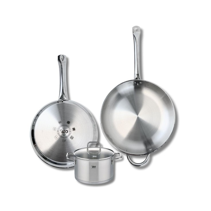 Batterie de cuisine Profi Citrin en inox - 28, 32 et 16 cm