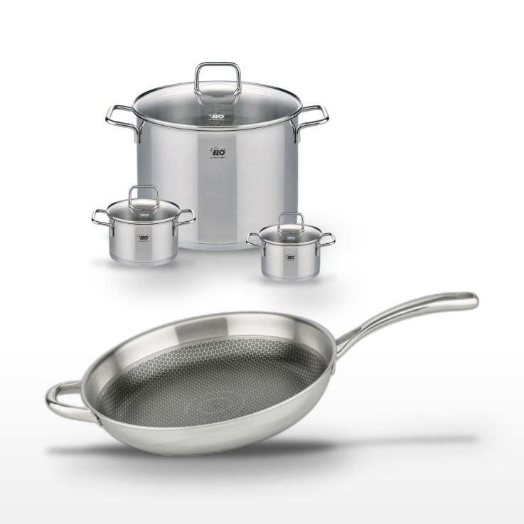 Batterie de cuisine Relief Evolution en inox - 12, 14 et 32 cm