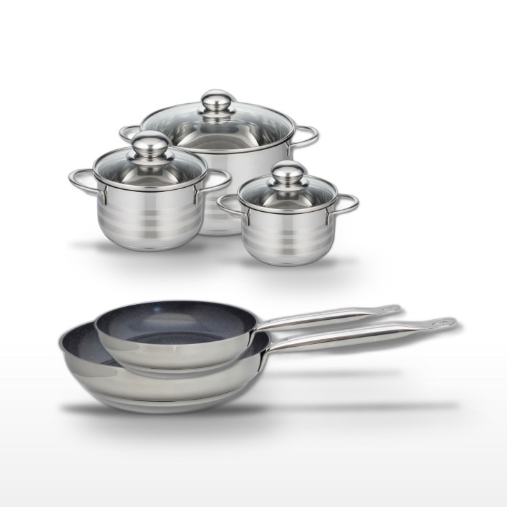 Batterie de cuisine Profi Therm Platinum en inox 18/10 - 5 pièces - gris