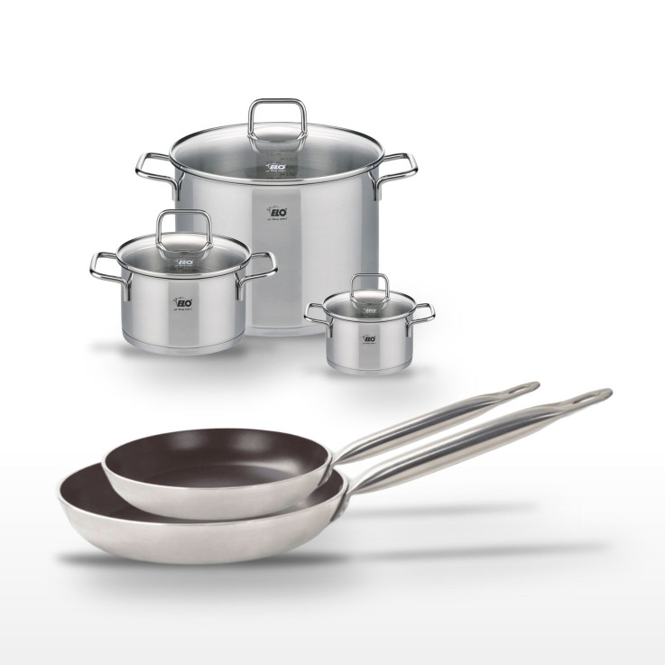 Batterie de cuisine Bistro Line en aluminium et inox - 5 pièces - noire