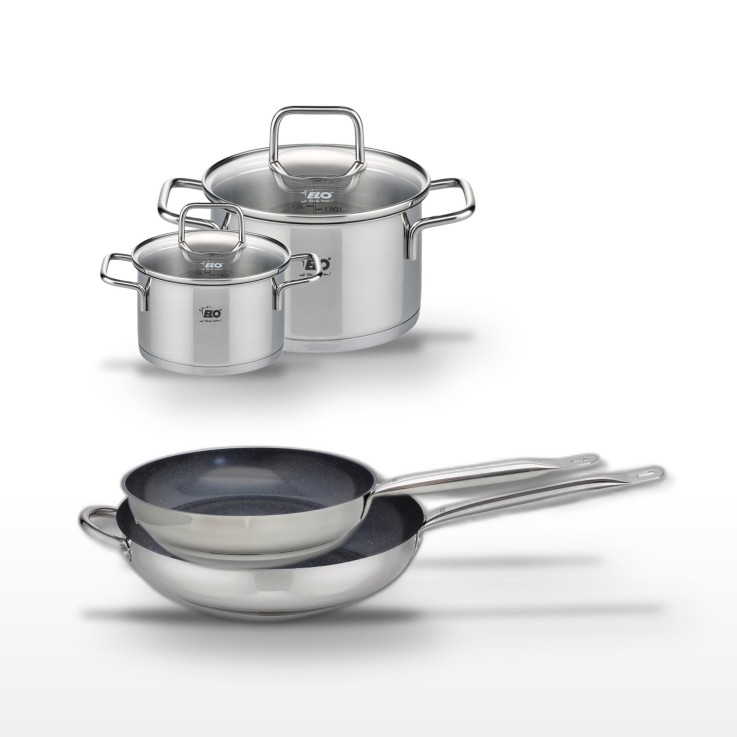 Batterie de cuisine Profi Therm Platinum en inox et céramique - 28/32 cm - 1,2/3,4 L - grise