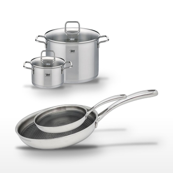 Batterie de cuisine Relief Evolution en inox - 24/28 cm - 20/26 cm