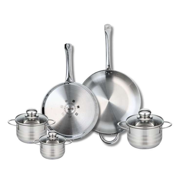 Batterie de cuisine Profi Brillant en inox - 2 poêles et 3 faitouts