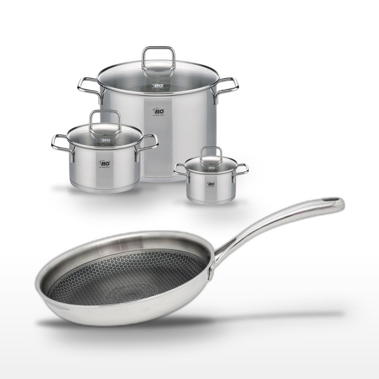 Batterie de cuisine Relief Evolution en inox - 4 pièces - 14, 20, 24 et 26 cm