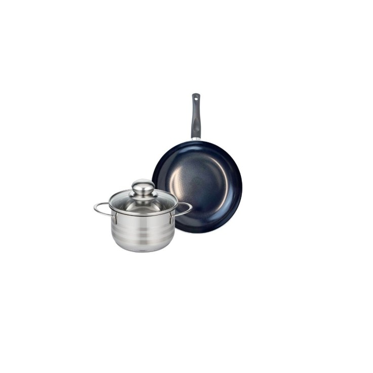 Batterie de cuisine Prima Brillant en aluminium et inox - 20/14 cm - noire