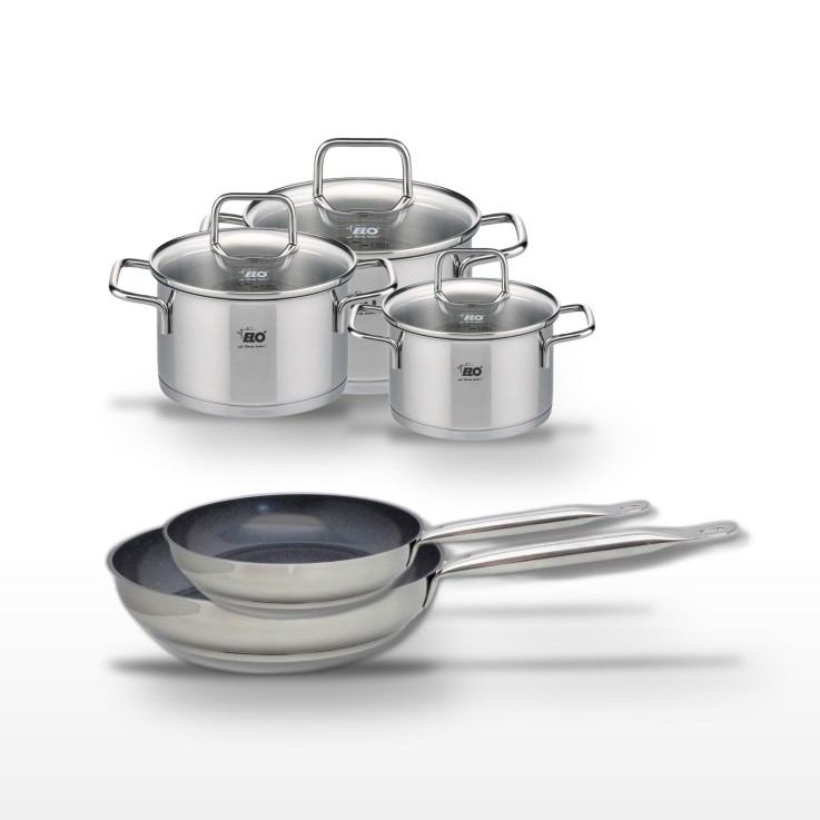 Batterie de cuisine Profi Therm Platinum en inox - 2 poêles - 3 faitouts