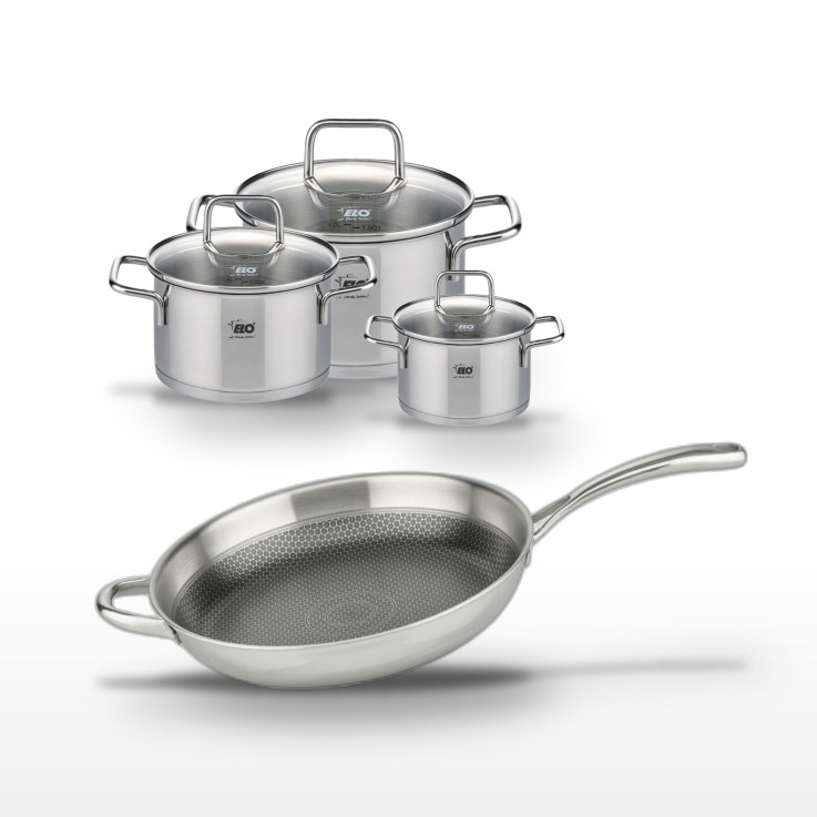 Batterie de cuisine Relief Evolution et Citrin en inox - poêle 32 cm