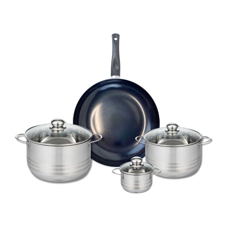 Batterie de cuisine Prima Brillant en aluminium et inox - 32 cm, 12, 20 et 24 cm
