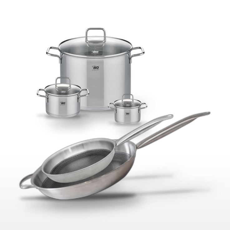 Batterie de cuisine Relief Solution Citrin en inox - 28/32 cm - 12/16/26 cm