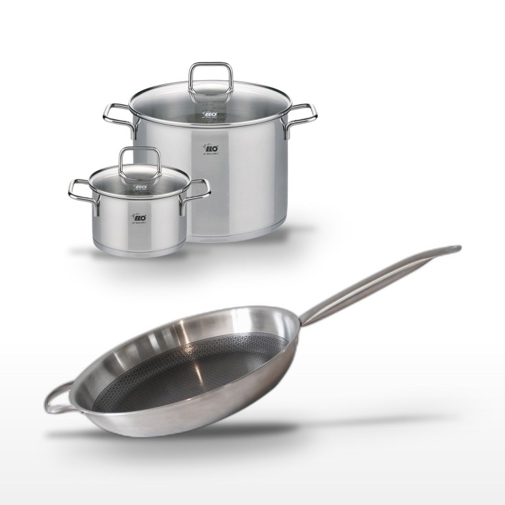 Batterie de cuisine Relief Solution en inox - 20, 26 et 32 cm