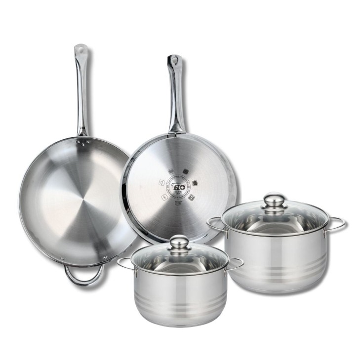 Batterie de cuisine Profi Brillant en inox - 2 poêles et 2 faitouts