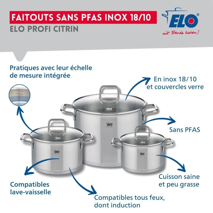 Batterie de cuisine Profi Citrin en inox - 5 pièces