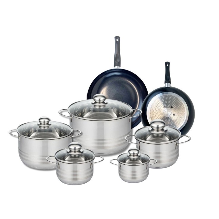Batterie de cuisine Prima Brillant en aluminium et inox - 7 pièces - noire