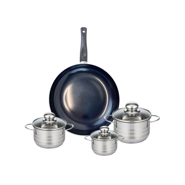 Batterie de cuisine Prima Brillant en aluminium et inox - 32 cm - noire