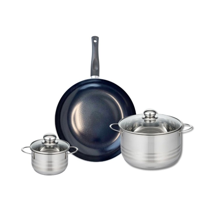 Batterie de cuisine Prima Brillant en aluminium et inox - 32 cm - noire