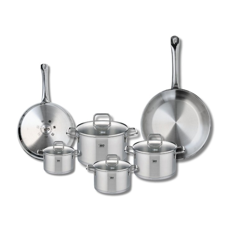 Batterie de cuisine Profi Citrin en inox - 2 poêles et 4 faitouts