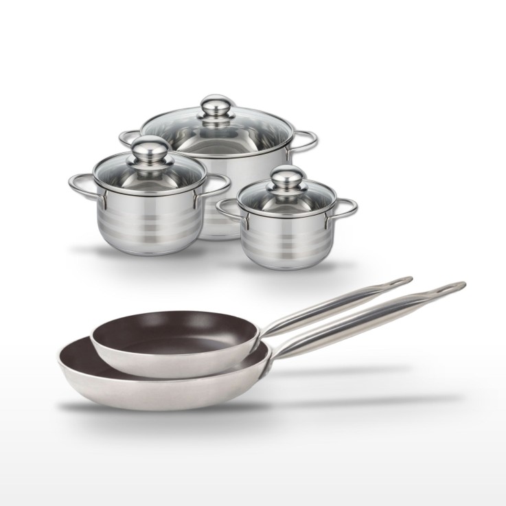 Batterie de cuisine Bistro Line en aluminium et inox - 28/32 cm - 14/16/20 cm