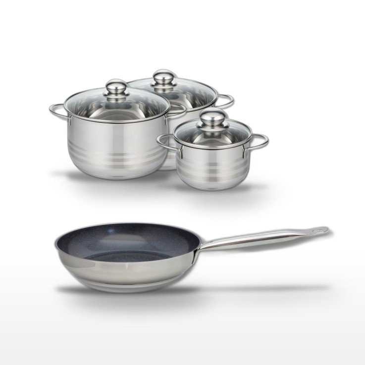 Batterie de cuisine Profi Therm Platinum en inox et céramique - 16/20/24 cm