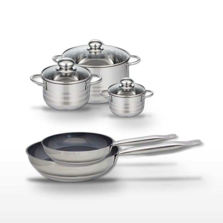 Batterie de cuisine Profi Therm Platinum en inox et céramique - 5 pièces