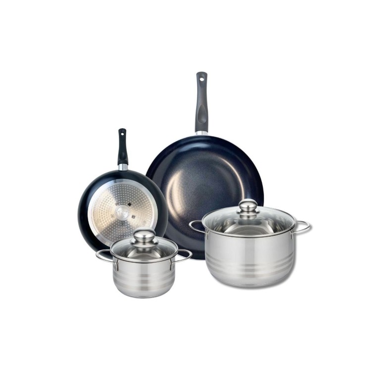 Batterie de cuisine Prima Brillant en aluminium et inox - 4 pièces