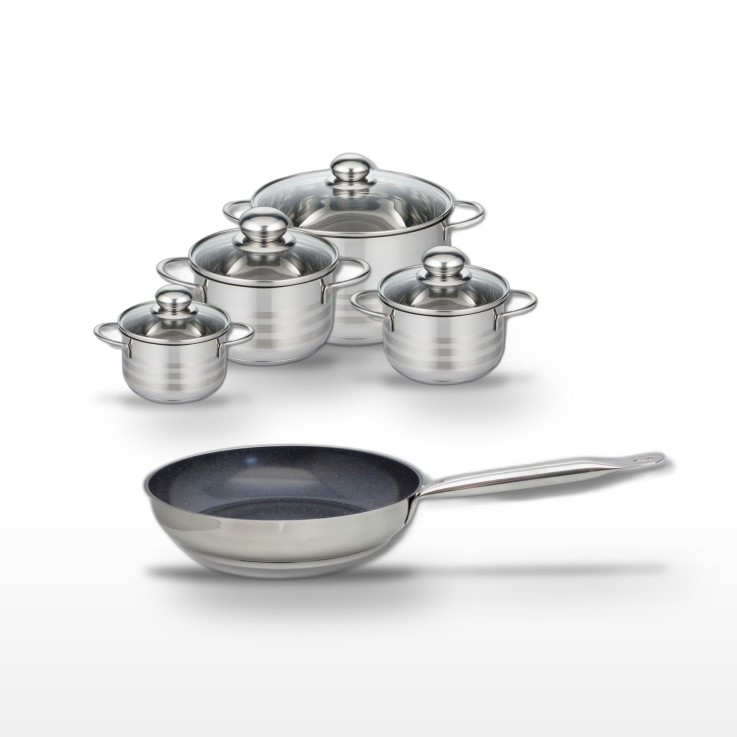 Batterie de cuisine Profi Therm Platinum en inox et céramique - 5 pièces