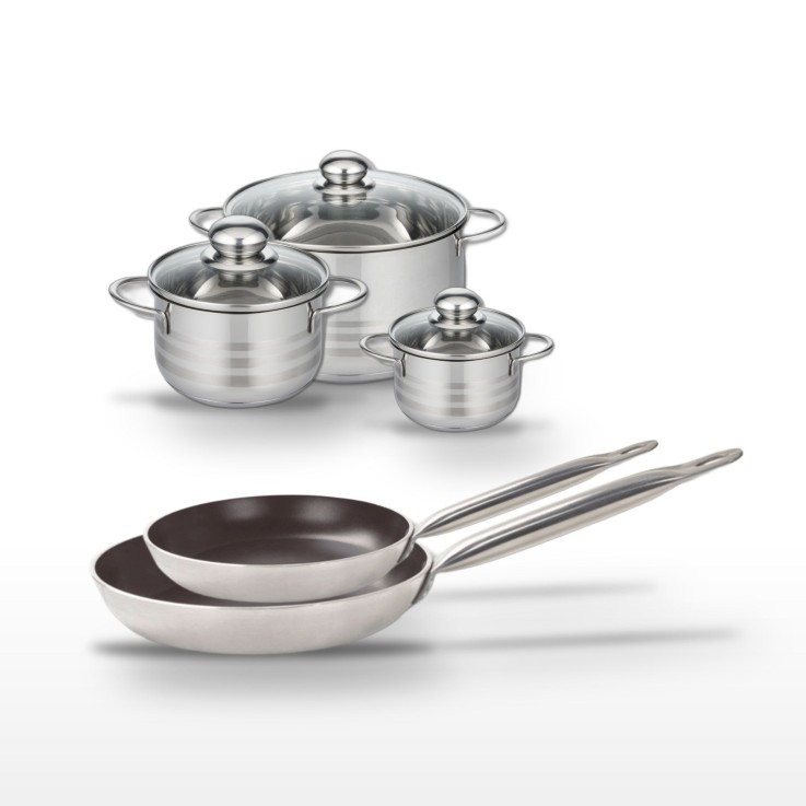 Batterie de cuisine Bistro Line en aluminium et inox - 28/32 cm - 12/16/20 cm - noire