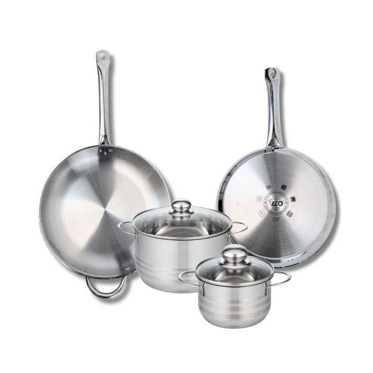 Batterie de cuisine Profi Brillant en inox - poêles 28 et 32 cm - faitouts 16 et 20 cm