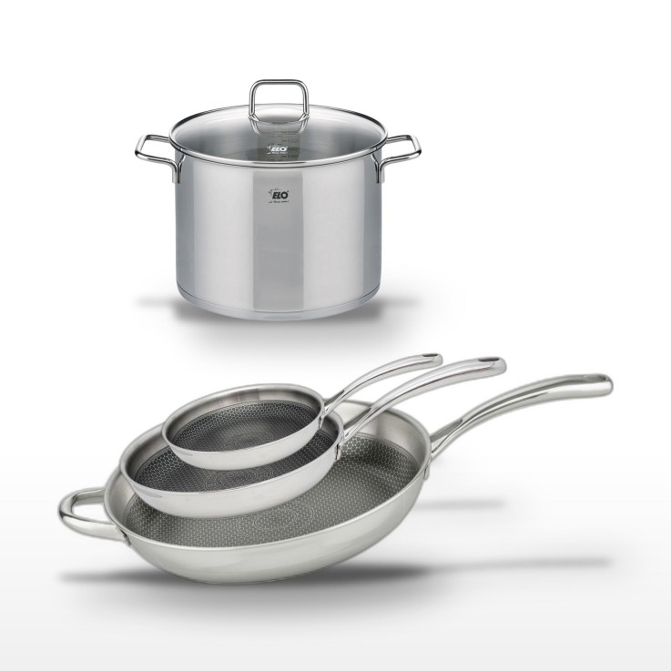 Batterie de cuisine Relief Evolution en inox - poêles et faitout - 26 cm