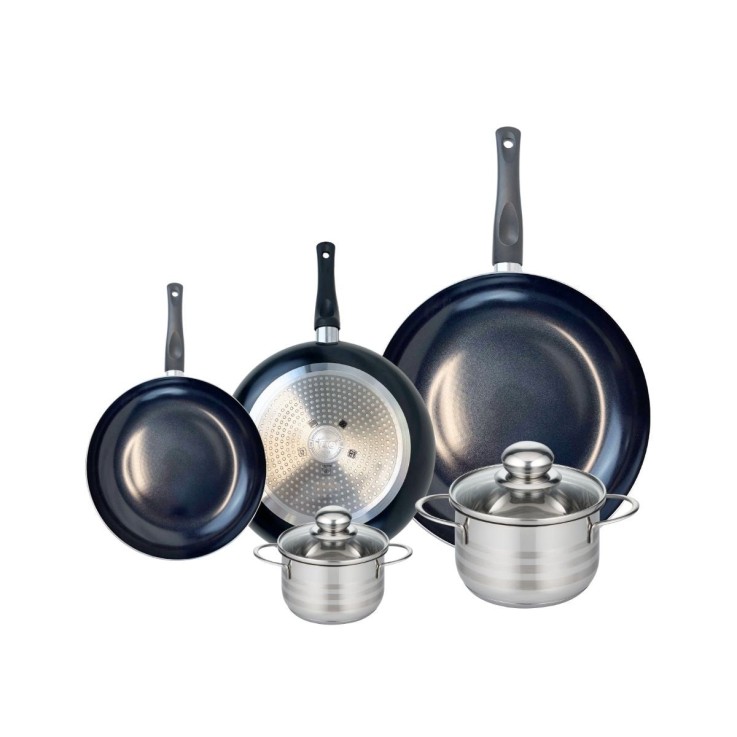 Batterie de cuisine Prima Brillant en aluminium et inox - 5 pièces - noir
