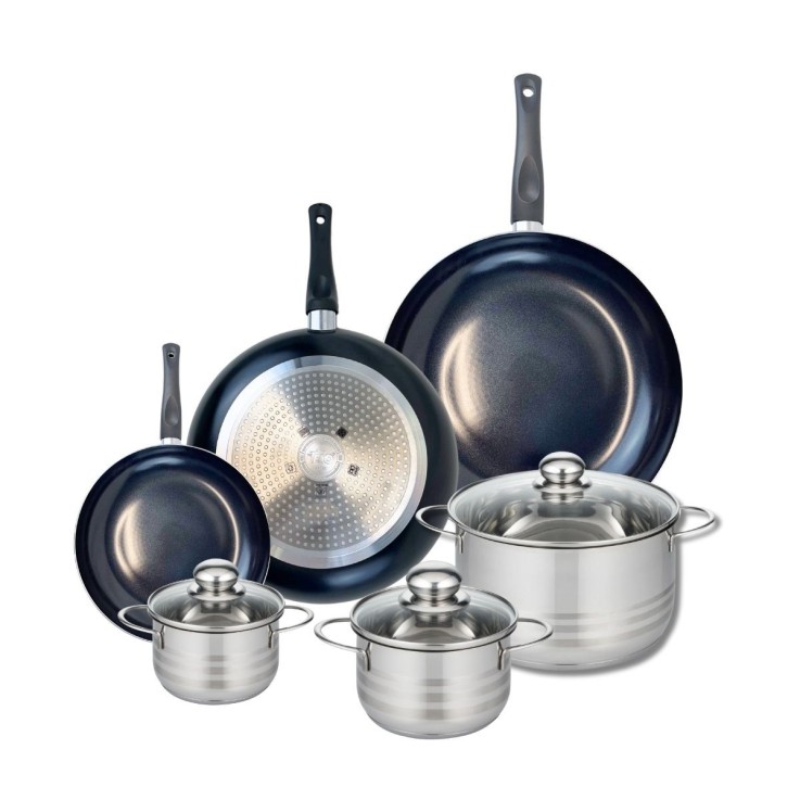Batterie de cuisine Prima Brillant en aluminium et inox - 6 pièces