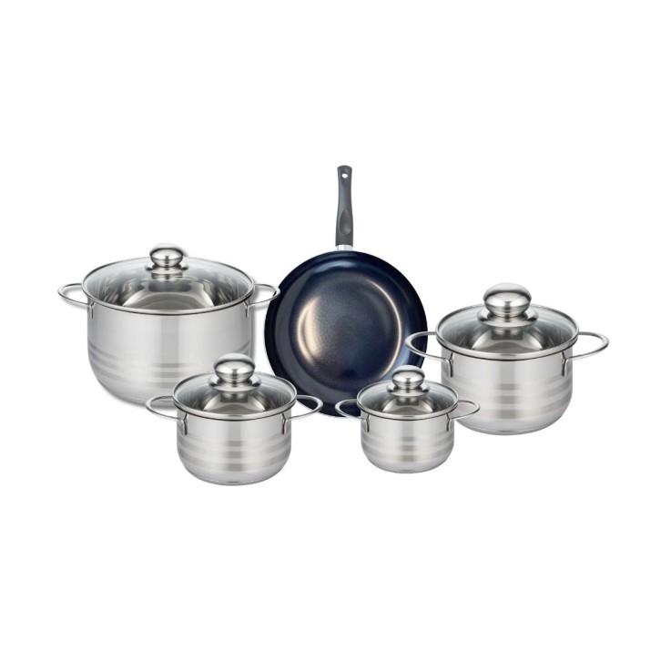 Batterie de cuisine Prima Brillant en aluminium et inox - 5 pièces - noir
