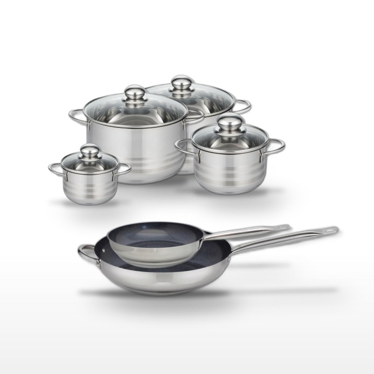 Batterie de cuisine Profi Therm Platinum en inox - 2 poêles et 4 faitouts