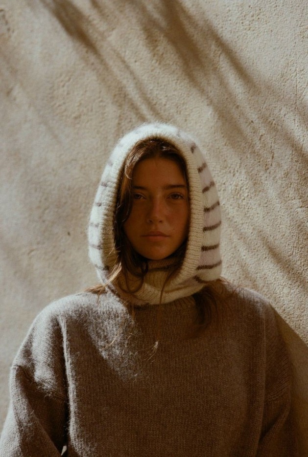 Cagoule Marguerite Rose en Mohair